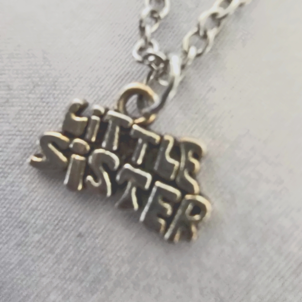 Charming Little Sister Silver Necklace! Chain 9" plus 4" extender